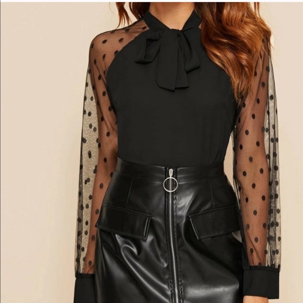 NWT SweetBB KENDALL Sheer Sleeve Blouse S